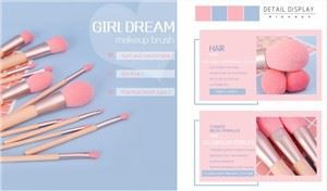 12pcs pink makeup brush set
