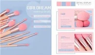 12pcs pink makeup brush set